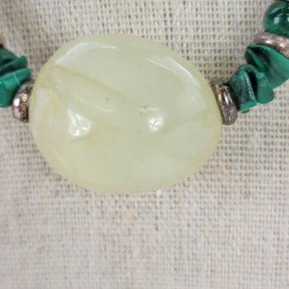 TC 20 Mexico Sterling Silver 925 Jade and Malachite Necklace 16 in Toggle Clasp - Picture 2 of 11